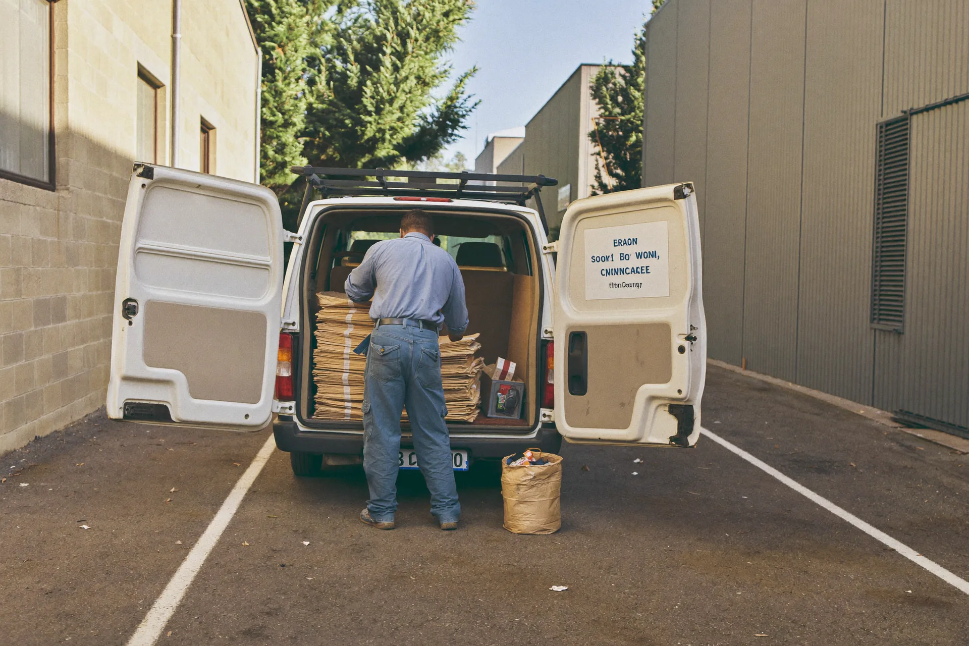 Commercial services team loading a van